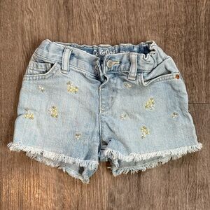 Cat & Jack Light Blue Denim Shorts with Yellow Floral Accents